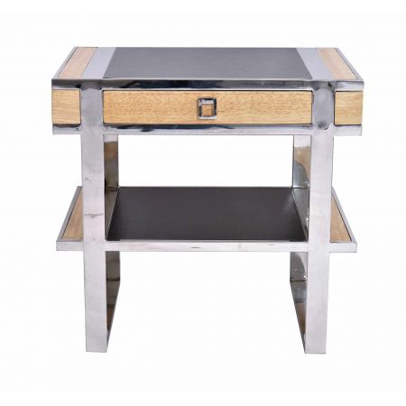 Konsole Inox und Holz mit Schublade