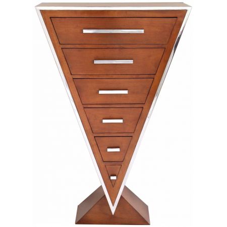 Morris "Delta" Kommode Inox aus Edelstahl und dunklem Holz