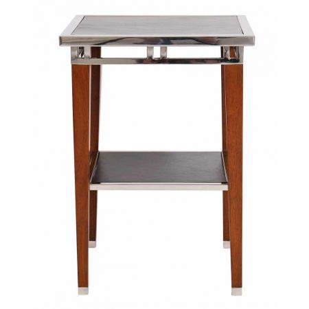 "Inox" Beistelltisch Leder Schwarz