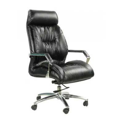 Französischer Art déco Stil Drehstuhl "Fauteuil de Direction" in Schwarz