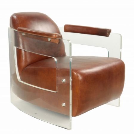 Attraktiver französischer Ledersessel Echtleder "Fauteuil" Brown Vintage