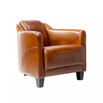 Französischer Art Déco Retro Clubsessel "Gentleman's Butterscotch - Brown"