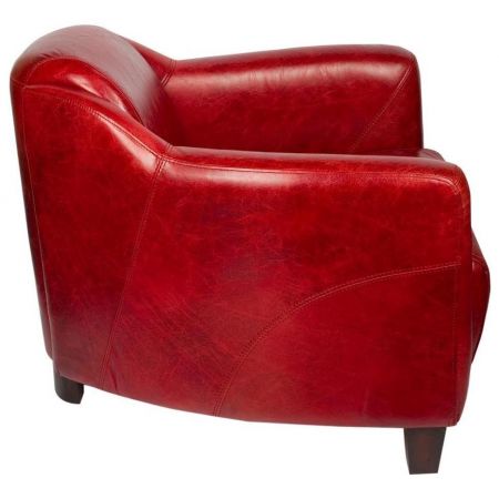 Original französischer Clubsessel Echtleder "Gent Red" Sofort Lieferbar
