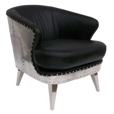 Französischer Ledersessel "Aéro Black III"