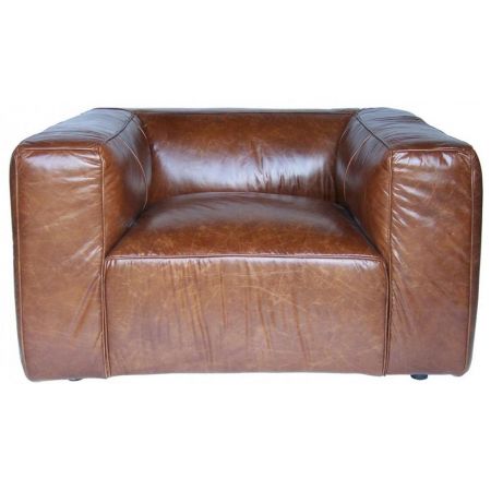 Französischer Echtleder Sessel Ledersessel Vintage "Cube"