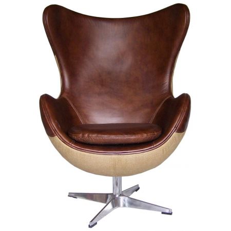 Brauner Ledersessel mit Drehfunktion