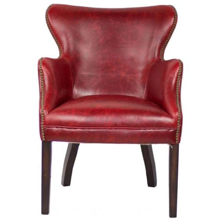 Original französischer Ledersessel Echtleder Sessel "Red Invitation"