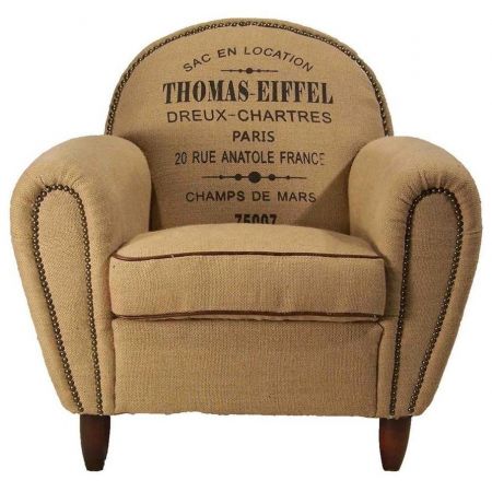 Französischer Clubsessel Leinen Stoff "Thomas"
