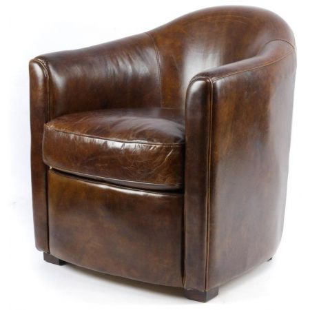Klassischer französischer Ledersessel Clubsessel Echtleder "British"
