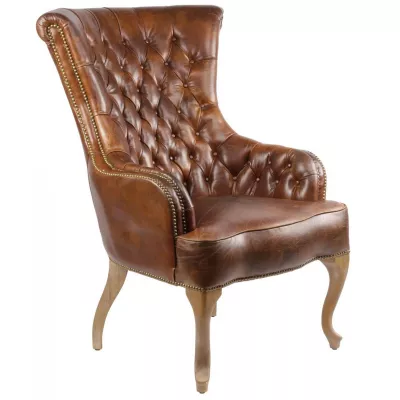 Französischer klassischer Chesterfield Sessel Retro Vintage Leder