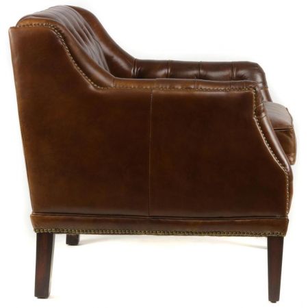 Klassischer französischer Sessel Ledersessel Vintage Echtleder "Baudelaire"