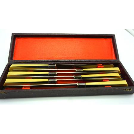 Komplettes Art Déco Messerset im Case