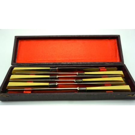 Komplettes Art Déco Messerset im Case