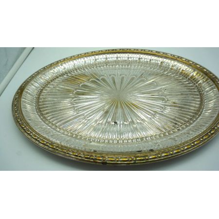 Vintage Tischdekoration Platte mit edlem Glaseinsatz