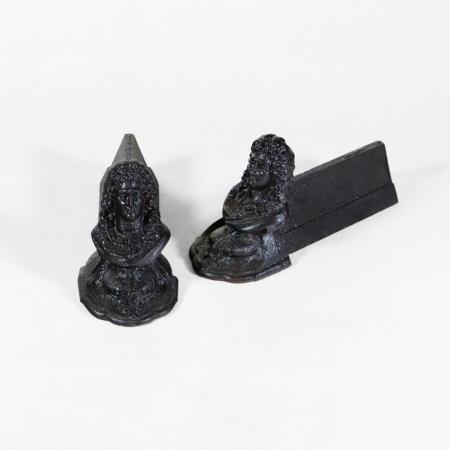 Original Kaminböcke aus Gusseisen, 2 Stück