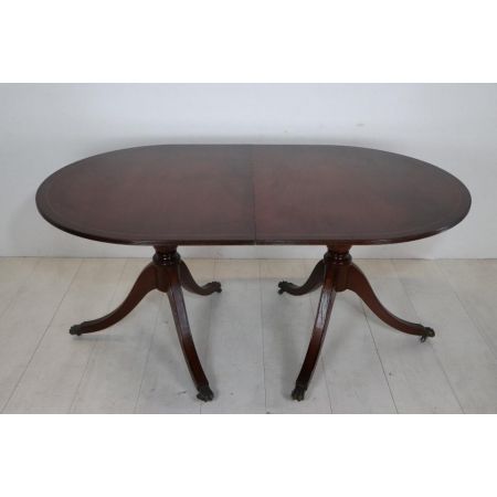 Klassischer D-End Table / Esstisch, Mahagoni, mit feiner Bandintarsie - sofort lieferbar