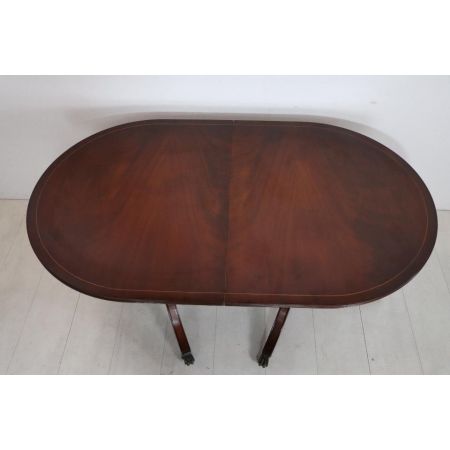 Klassischer D-End Table / Esstisch, Mahagoni, mit feiner Bandintarsie - sofort lieferbar