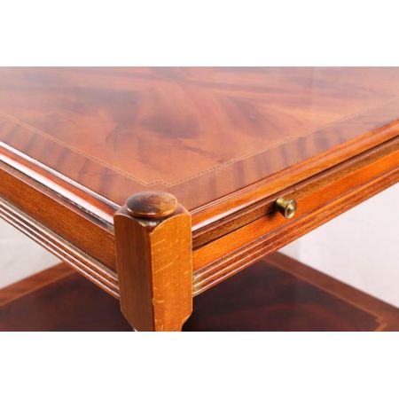 Klassischer Lampentisch mit Schublade und Rollen, dunkle Eibe