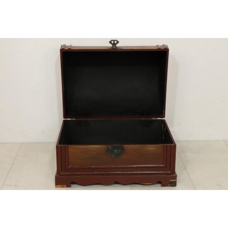 Kleine Vintage Truhe mit Angel-Motiv, handbemalt