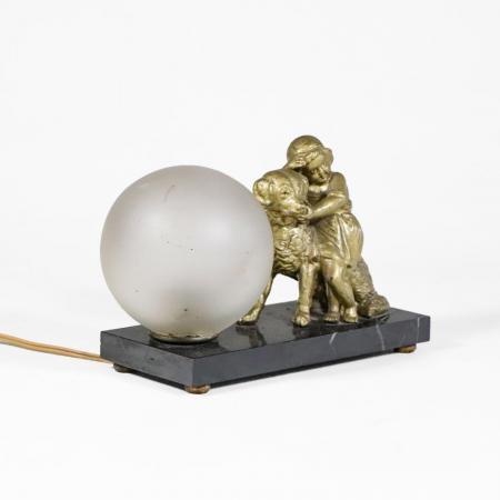 Art deco Tischleuchte, Figur Original