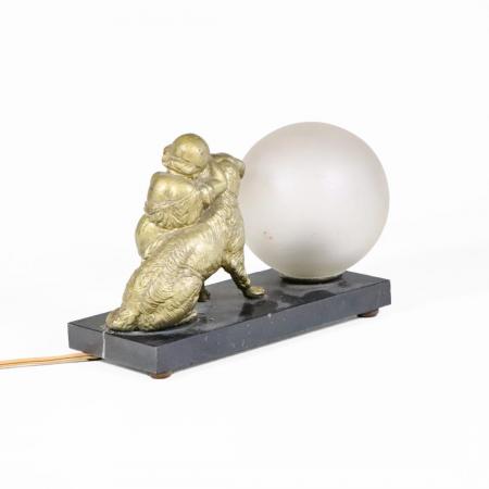 Art deco Tischleuchte, Figur Original