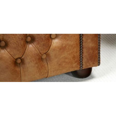 "Edinburgh" 4-Sitzer Original englisches Chesterfield Ledersofa mit Buttonseat