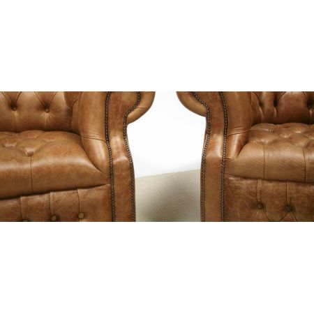 "Edinburgh" 4-Sitzer Original englisches Chesterfield Ledersofa mit Buttonseat