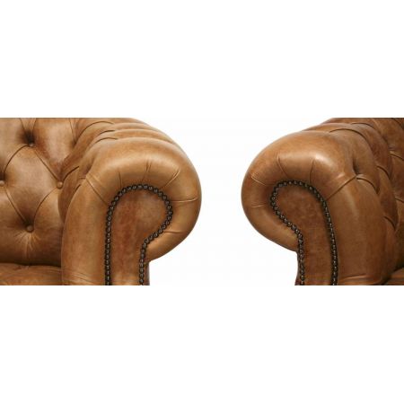 "Edinburgh" 4-Sitzer Original englisches Chesterfield Ledersofa mit Buttonseat