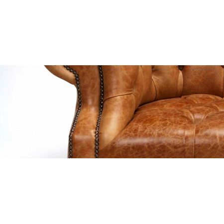 "Edinburgh" 4-Sitzer Original englisches Chesterfield Ledersofa mit Buttonseat
