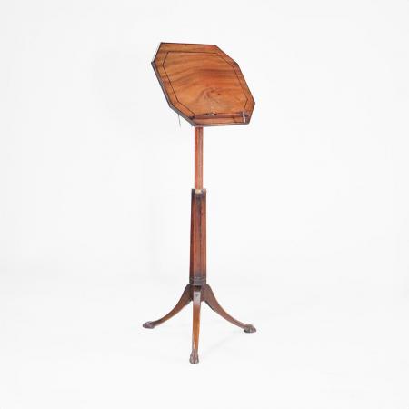 Antiker Mahagoni Notenständer aus dem 19. Jahrhundert mit verstellbarem Aufsatz und kunstvollen Intarsien