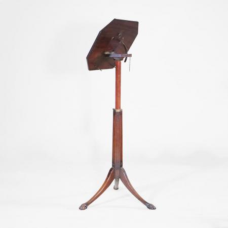 Antiker Mahagoni Notenständer aus dem 19. Jahrhundert mit verstellbarem Aufsatz und kunstvollen Intarsien