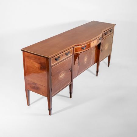 Bow fronted Sideboard aus Mahagoni mit Amphoren Intarsien, Victorian Buffet, Anrichte, Konsolenschrank