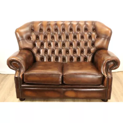 Chesterfield Ledersofa "Kelso Plain Arm" 2-Sitzer