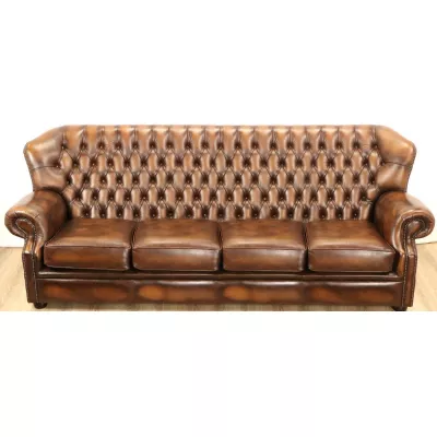 "Kelso Plain Arm" 4-Sitzer Original englisches Chesterfield Ledersofa