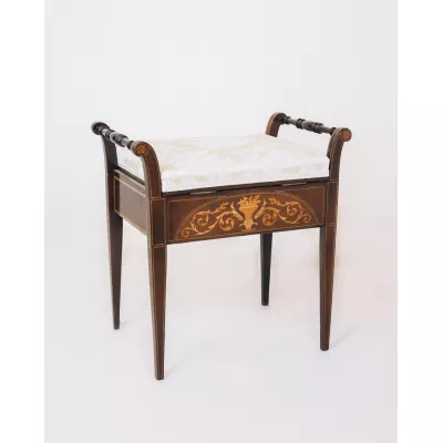 Original Edwardian Piano Chair, Hocker mit Fach