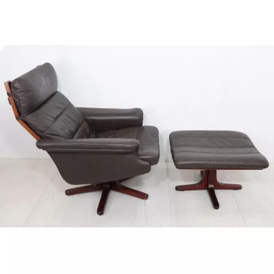 Original Vintage Fernsehsessel mit Hocker, 60er Jahre, skandinavischer Stil