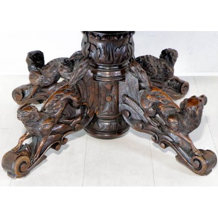 Ovaler antiker  französicher Jagdtisch aus Massivholz,massiver Eichentisch mit autentischer Patina