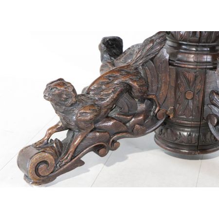 Ovaler antiker  französicher Jagdtisch aus Massivholz,massiver Eichentisch mit autentischer Patina