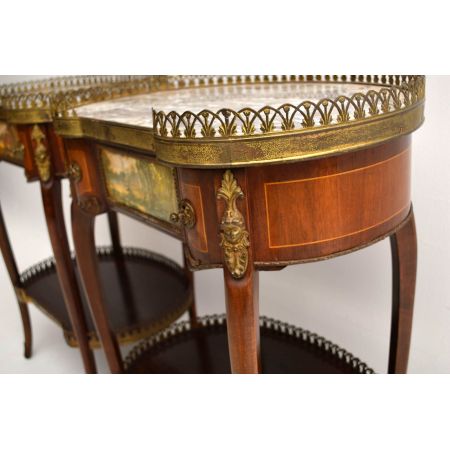 Paar antiker French Marble Top Side Tables