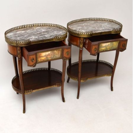 Paar antiker French Marble Top Side Tables