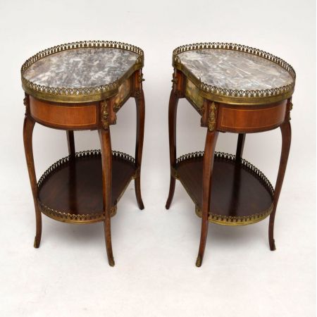 Paar antiker French Marble Top Side Tables