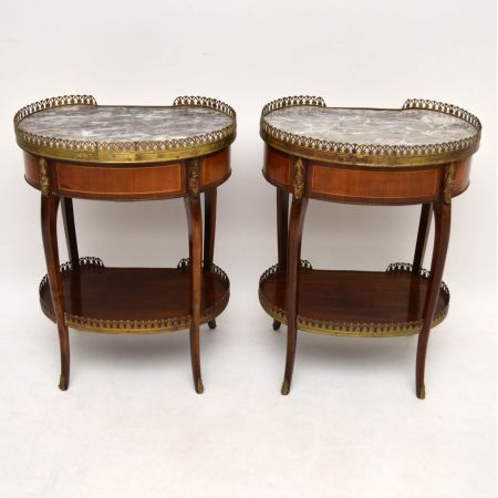 Paar antiker French Marble Top Side Tables