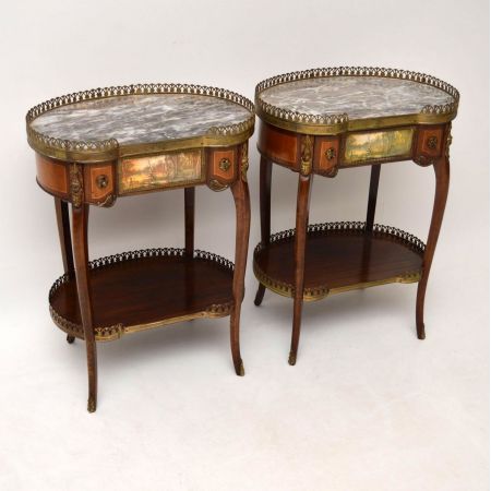 Paar antiker French Marble Top Side Tables