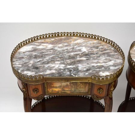 Paar antiker French Marble Top Side Tables