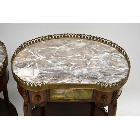 Paar antiker French Marble Top Side Tables