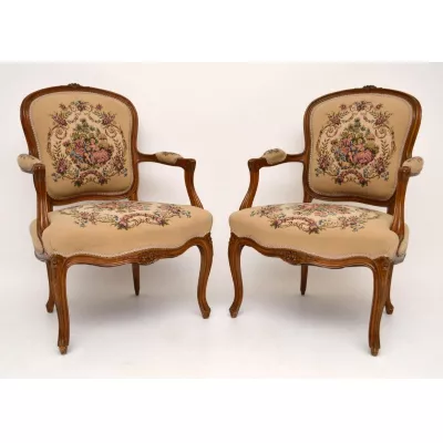 Pair of Antique French Salon Armchairs