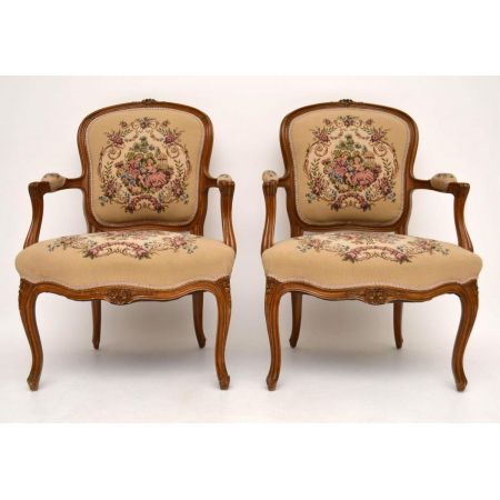 Pair of Antique French Salon Armchairs