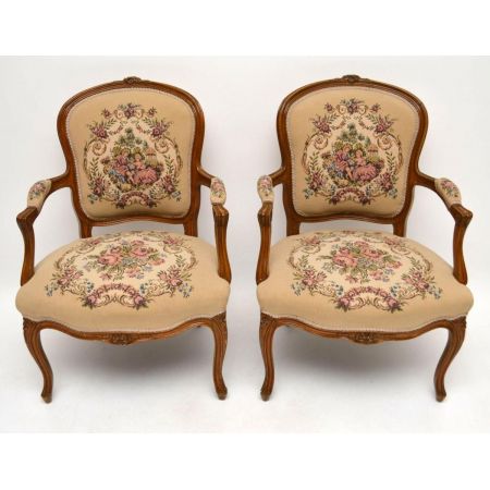 Pair of Antique French Salon Armchairs