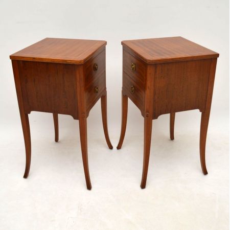 Antike intarsierte Mahagoni Nachttische