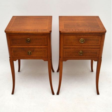 Antike intarsierte Mahagoni Nachttische